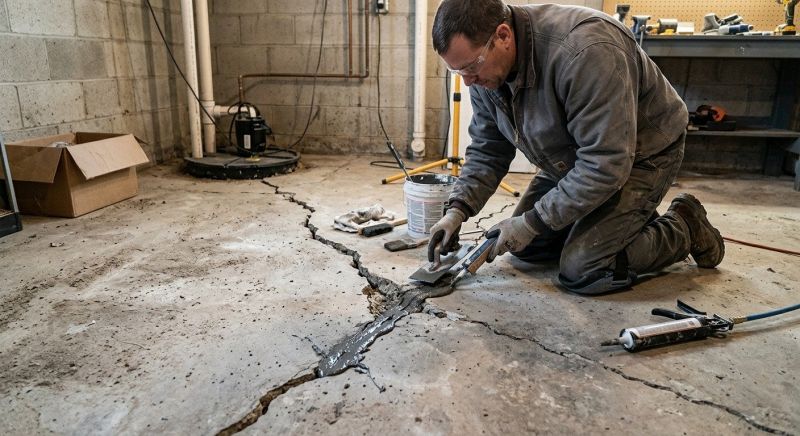 Cracked Basement Floor Repair in Asheboro, NC