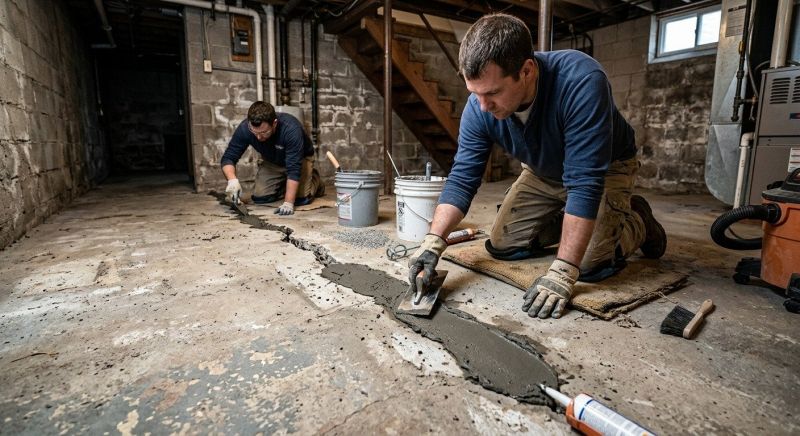 Cracked Basement Floor Repair in Asheboro, NC